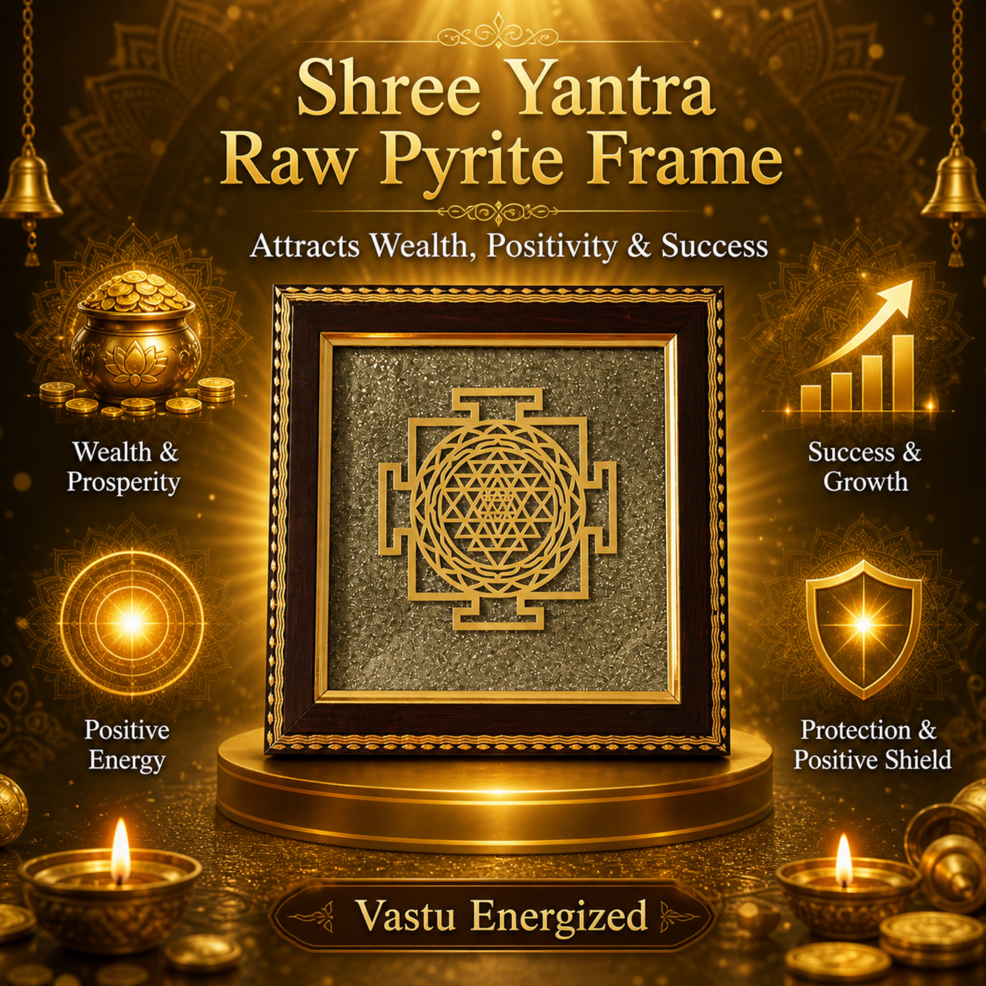 Shri Yantra Pyrite Frame