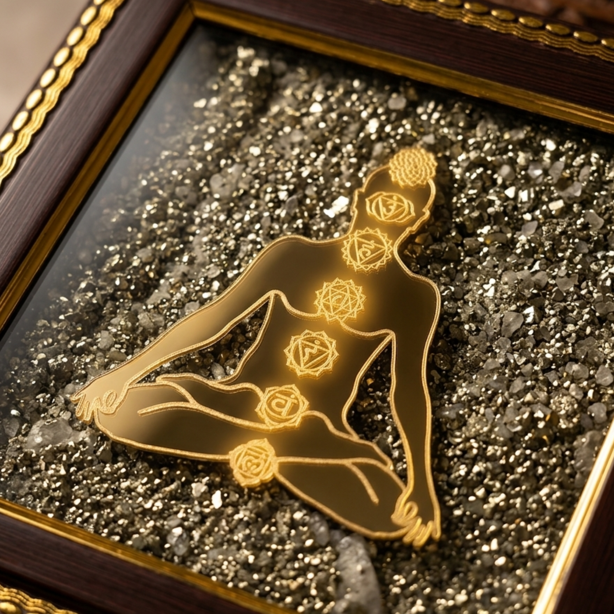 Seven Chakra Pyrite Frame