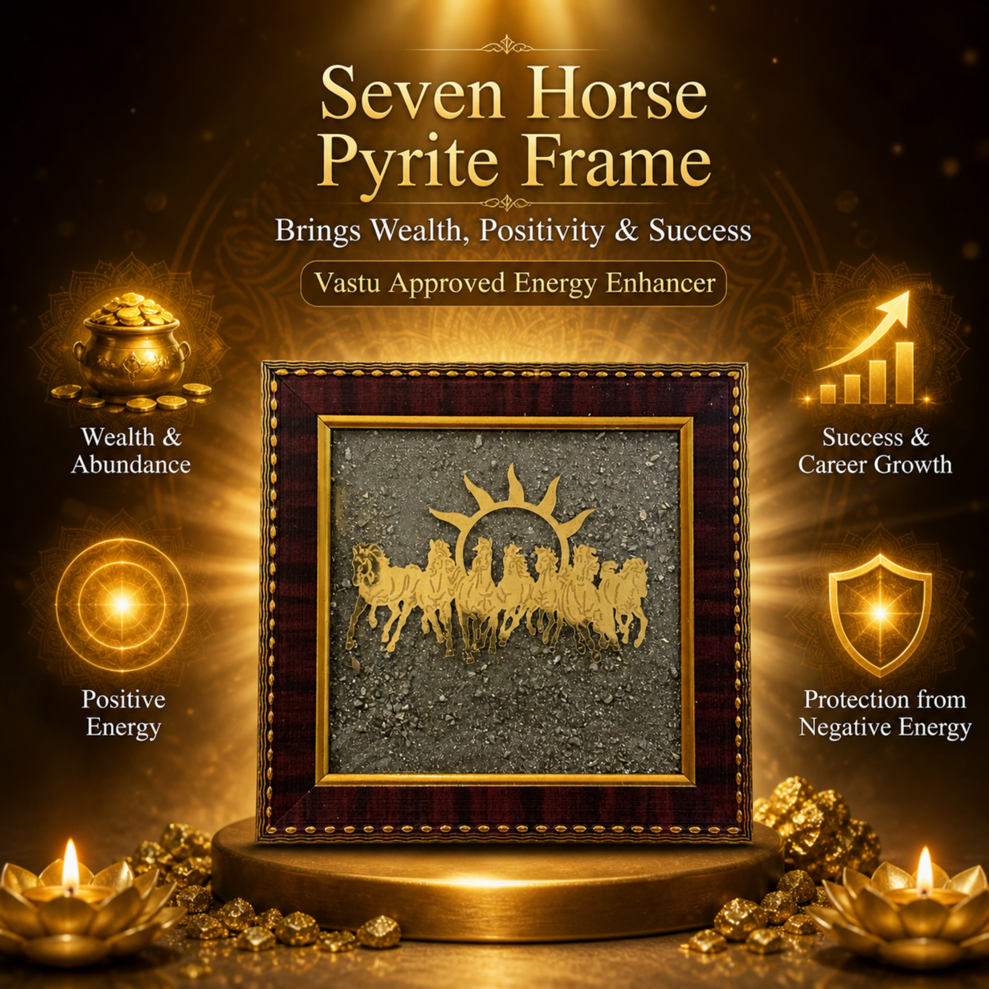 Seven Running Horses Pyrite Frame