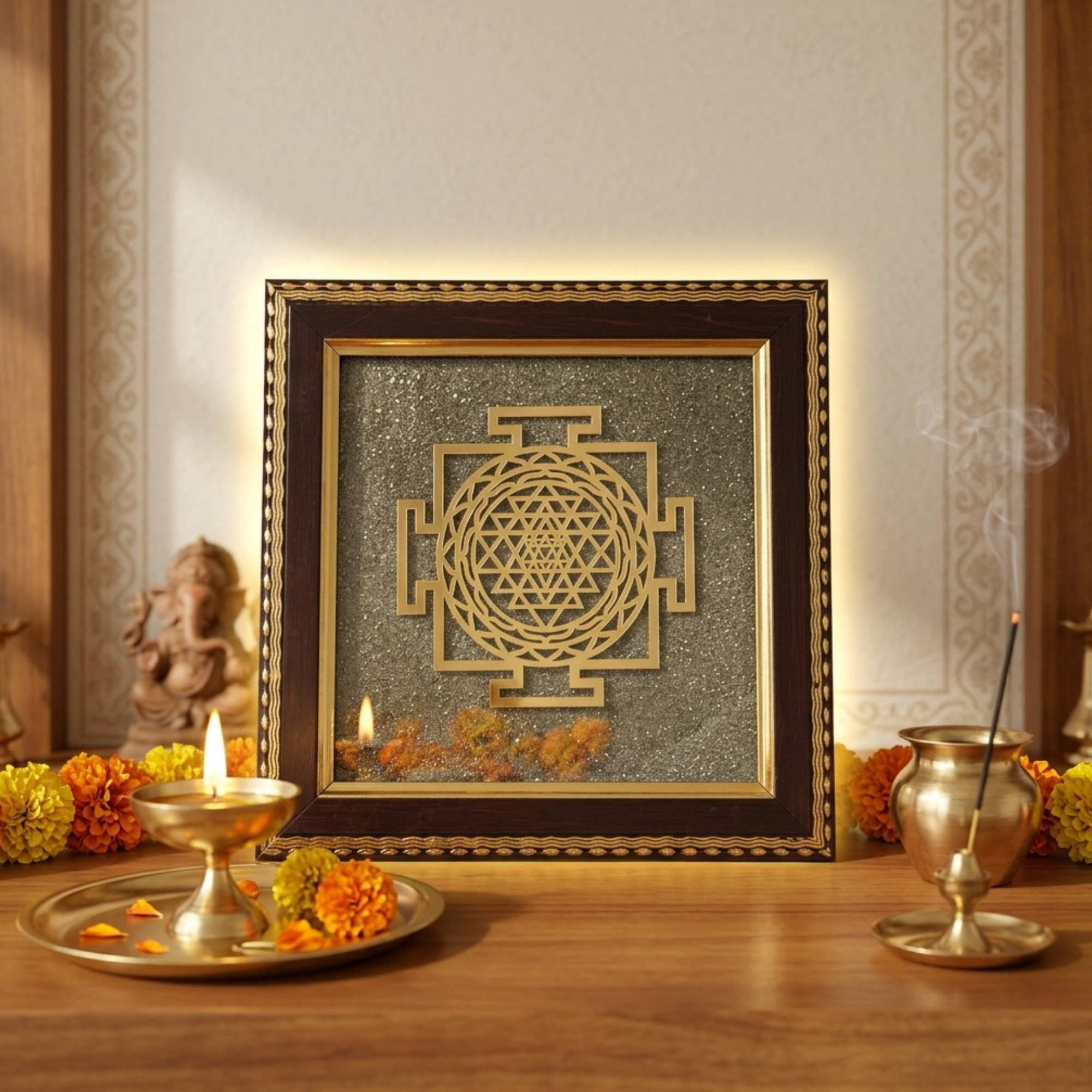 Shri Yantra Pyrite Frame