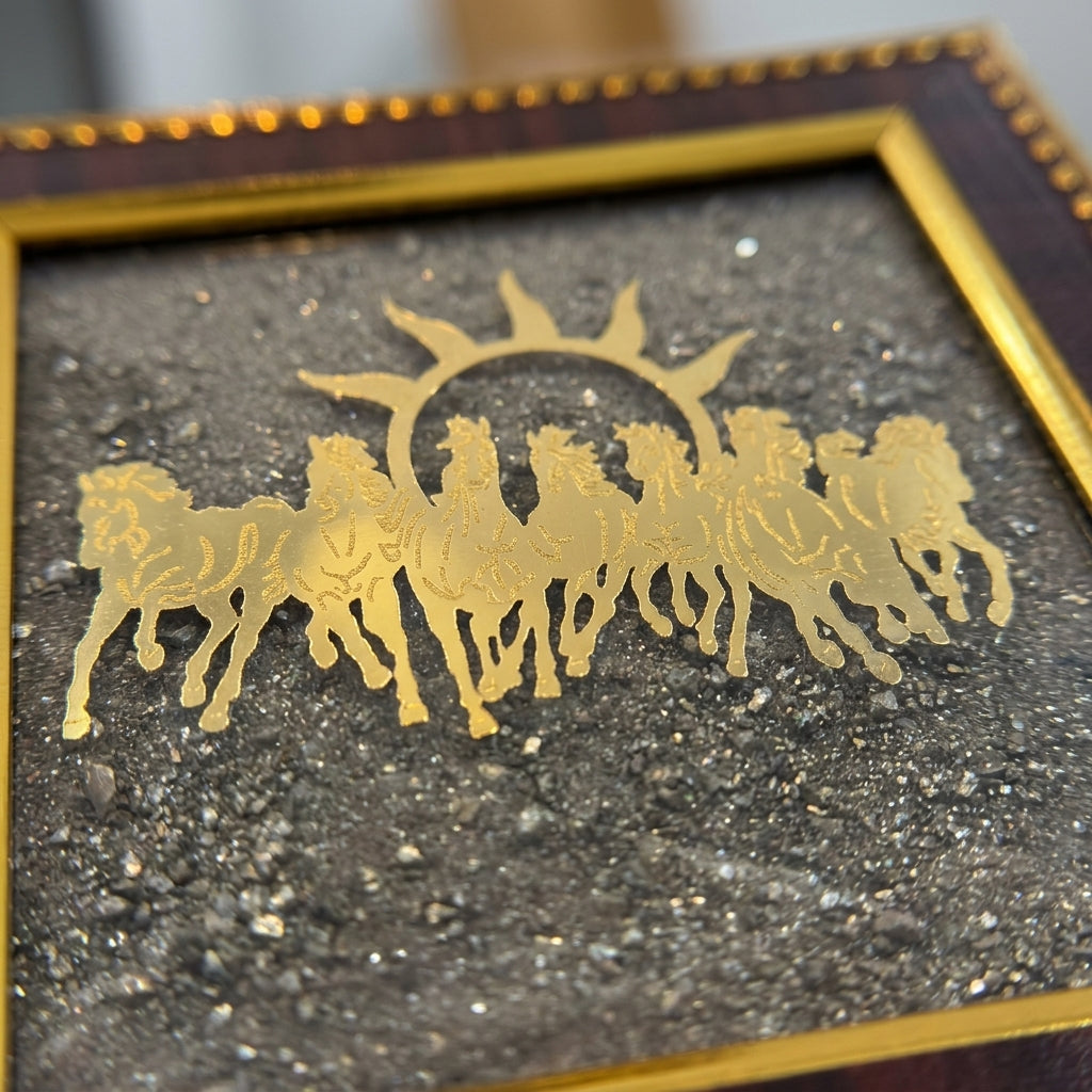 Seven Running Horses Pyrite Frame